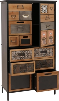 Apothekerkommode HWC-O80, Schrank Highboard Schubladen, Vintage Shabby-Look 136x73x35cm, natur/bunt