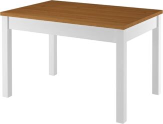 Zweifarbiger Tisch 80x120 Esstisch Tischplatte Eichefarben weiße Beine Massivholz 90.70-51AE