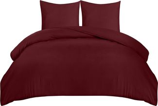 Utopia Bedding Bettwäsche 220x240 Set - Mikrofaser Bettbezug 240x220 cm + 2 Kissenbezüge 65x65 cm - Burgund