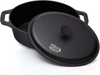 BBQ-Nerd Bräter mit Deckel Gusseisen 6,4L 33x26cm