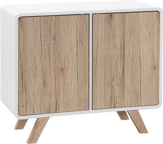 Sideboard weiß / heller Holzfarbton 2 Türen MILO