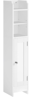 VASAGLE Badezimmerschrank klein, Badschrank schmal, stehend, mit Tür und Regal, kleiner Schrank für Toilettenpapier, Toilettenschrank, verstellbare Ablagen, 20 x 18 x 92 cm，wolkenweiß BBC311W01