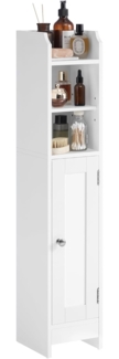 VASAGLE Badezimmerschrank klein, Badschrank schmal, stehend, mit Tür und Regal, kleiner Schrank für Toilettenpapier, Toilettenschrank, verstellbare Ablagen, 20 x 18 x 92 cm，wolkenweiß