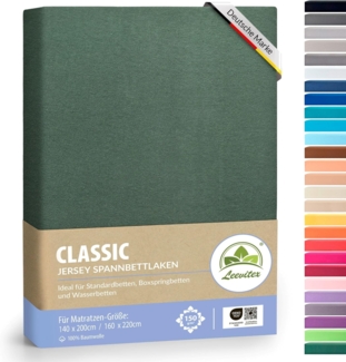 leevitex® Spannbettlaken Spannbettlaken Dunkelgrün / Tannengrün 1er Pack 140x200 - 160x220, Mako-Jersey, Gummizug: rundum, (1 Stück), OEKO-TEX® STANDARD 100 zertifiziert