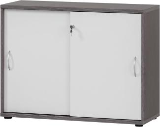 Möbelpartner Aktenschrank, Holzwerkstoff, esche grau Dekor/weiß matt, 100 x 39,5 x 77,4 cm