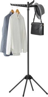 SONGMICS Wäscheständer, Standtrockner, 3 drehbare Arme für Kleiderbügel, 4 Beine, klappbar, für Innenbereich, Edelstahl, für Kleidung und Socken, 150 cm hoch, schwarz