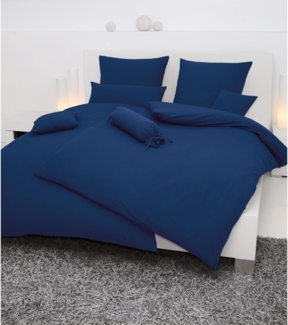 Hochwertige Janine Soft-Seersucker Bettwäsche PIANO | Verschiedene Grössen und Farben 200x220 / 2x 80x80 cm marine (82)