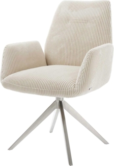 Esszimmerstuhl Zoa-Flex Cord Beige Kreuzgestell breit Edelstahl Taschenfederkern