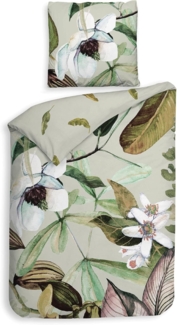 Heckett & Lane Baumwoll-Bambus Bettwäsche 155x220 Livia Wende Magnolie Blätter