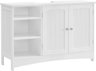 Vasagle Waschbeckenunterschrank, Unterschrank, Badezimmerschrank, 90 x 30 x 60 cm, 2 Türen, offene Fächer, höhenverstellbare Ablagen, weiß