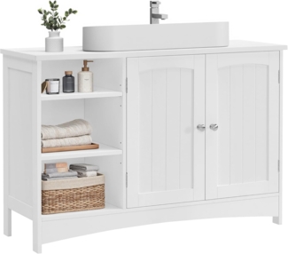 VASAGLE Waschbeckenunterschrank mit 2 Türen und verstellbarer Ablage, 60 x 30 x 90 cm, Weiß