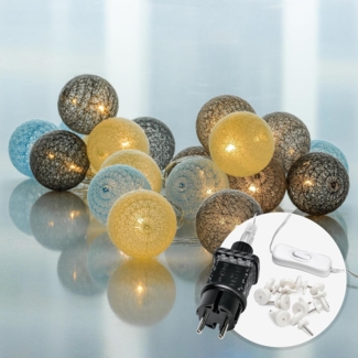 COZY HOME LED-Lichterkette Cotton Balls - Strombetrieben, 20 LED I 6m I Warmweiße LED-Cotton Ball I Hausbett Bunt Deko