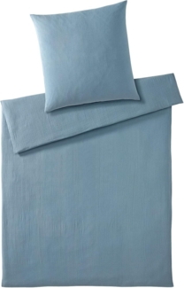 elegante Musselin Bettwäsche Smooth|Kissenbezug einzeln 80x80 cm| rauchblau