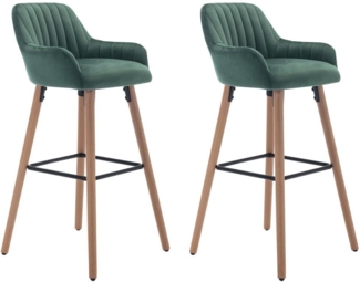 Vente-unique - Barhocker 2er-Set - Samt & Metall in Holzoptik - Dunkelgrün - ELEANA