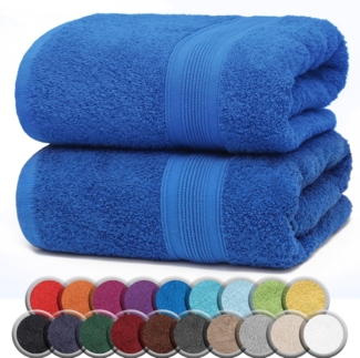 NatureMark 2er Pack SAUNATÜCHER/BADETÜCHER – Premium Qualität 80x200 cm – Sauna-Handtuch 100% Baumwolle – Farbe: Royal Blau