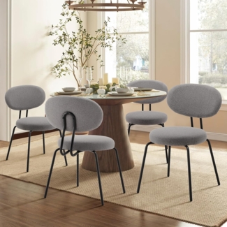 COLAMY Esszimmerstühle 4er Set, Moderne Polsterstühle mit Metallbeinen Ergonomische Küchenstühle Essstühle Set für Esszimmer Küche Wohnzimmer Höhe 47.5 cm, Grau