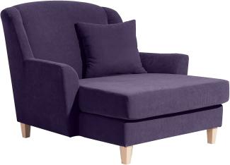 XXL Sessel Karil Bezug Veloursstoff Buche natur / violett 21896