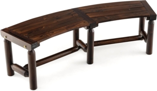 FANTASK Gartenbank für 2-3 Sitzer aufwärts, 325 kg Belastbarkeit, Wetterfeste Bank ohne Rückenlehne, Holzbank mit geschwungenem Design, Außenbank für Hinterhof, Veranda, Garten.