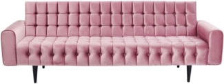 Kare Sofa Milchbar Velvet Rose 3-Sitzer, Samtige Sofabank mit Messingfarbenen Füßen im Vintagelook, Rosa (H/B/T) 83 x 233 x 86 cm