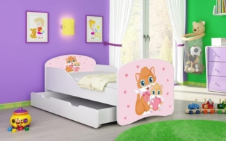 Kinderbett Luna mit Stauraum und verschiedenen Motiven 180x80 Kitty