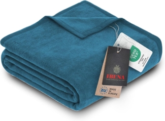 Ibena Porto XXL Tagesdecke warm & waschbar, Baumwollmischung, Petrol, 220x240 cm