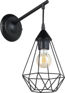 Eglo 49081 Wandleuchte TARBES E27 1X40W Stahl schwarz L:15,5cm H:37,5cm dimmbar