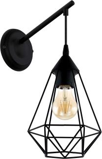 Eglo 49081 Wandleuchte TARBES E27 1X40W Stahl schwarz L:15,5cm H:37,5cm dimmbar