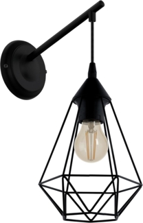 Eglo 49081 Wandleuchte TARBES E27 1X40W Stahl schwarz L:15,5cm H:37,5cm dimmbar