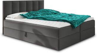 Boxspringbett Star mit Topper, Bonell-Matratze und 2 Bettkästen, Doppelbett, Polsterbett, Bett (Dunkelgrau (Kronos 22), 140 x 200 cm)