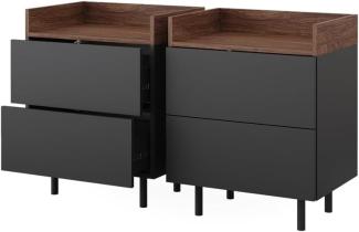 Vicco Nachttisch Anthrazit 54 x 68 cm 2er Set, Anika
