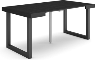 Skraut Home | Ausziehbarertisch | Multifunktionaler ausziehbarer | 160 | Für 8 Gäste | Massivholz Beine | Moderner Stil | Schwarz