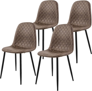 ML-DESIGN Stuhl Esszimmerstuhl mit Rückenlehne, Polsterstuhl mit Metallbeinen (4 St), Wohnzimmerstuhl ergonomisch Braun mit Kunstlederbezug Küchenstuhl