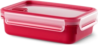 Emsa Mikrowellendose Clip & Micro 517772 | Mikrowellenventil | 0,8 L | Lunchbox | Integrierte Maßeinteilung | Made In Germany | Rot/ Transparent