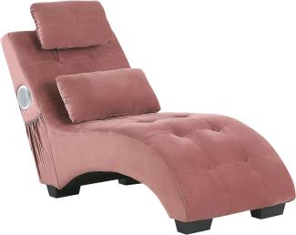 Chaiselongue Samtstoff mit Bluetooth Lautsprecher USB-Port rosa SIMORRE