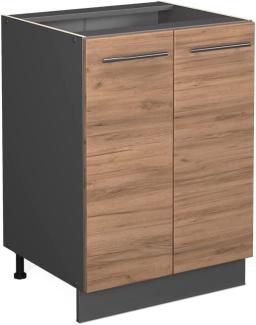 Vicco Küchenschrank Küchenmöbel Küchenzeile Fame-Line modern Küche Einbauküche Blende Unterschrank Hochschrank Hängeschrank (Anthrazit-Goldkraft, Unterschrank 60 cm)