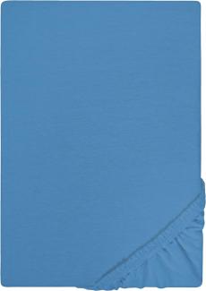 Biberna Jersey-Spannbetttuch, 100 % Baumwolle, Azurblau, 1x 180x200 cm - 200x200 cm