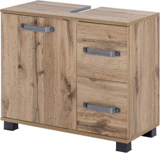 Schildmeyer Milan Waschbeckenunterschrank 134889, eiche landhaus Dekor, 65 x 32 x 59 cm