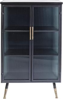 Kare Design Hochschrank La Gomera 2 Türen, edler Hochschrank mit Glastüren mit Griffen und Füßen in der Farbe Gold, dunkler Schrank, weitere Ausführungen erhältlich, (H/B/T) 120 72 38