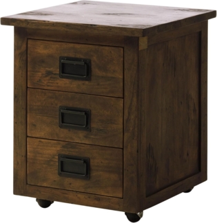 Massivmoebel24 Rollcontainer, (Rollcontainer Mango 50 x 50 x 60 braun lackiert RAILWAY #4003)