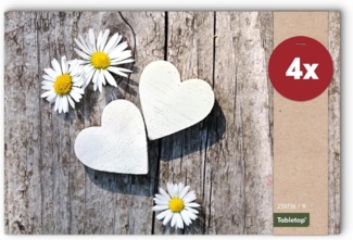 matches21 HOME & HOBBY Platzset Abwaschbare Tischsets 4er Set Landhaus-Stil Blumen & Holz-Optik, (4-St), Platzsets als Tisch-Untersetzer und Tisch-Deko für Esstisch Teller