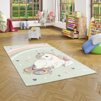 Pergamon Kinderteppich Kinder Teppich Maui Kids Einhorn Pastell, Rechteckig, Höhe: 13 mm