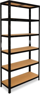 shelfplaza BLACK 200 x 90 x 40 cm Schwerlastregal in schwarz mit 6 Böden und 145 kg Traglast pro Boden