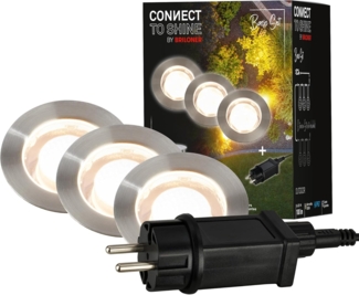 Briloner LED Außen-Bodenstrahler Padouk Connect to Shine 3er Starterset 3x1W warmweiß