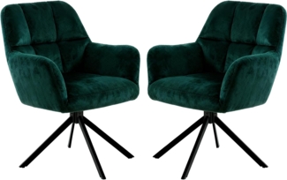 SURFOU Bürostuhl 2er Set, Kleiner Drehstuhl Ohne Rollen, Schreibtischstuhl Ohne Armlehnen, Niedlich mit Rückenlehne, Ideal für Schminktisch,Heimbüro, Bequem und Platzsparend, Grün