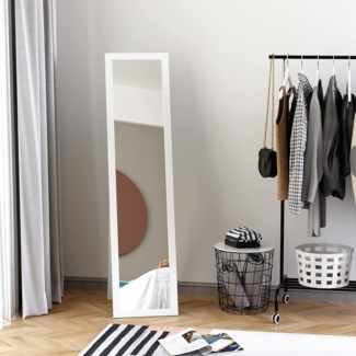 HOMCOM Standspiegel 154 x 37 cm mit Ständer (Wandspiegel, 1-St, Ganzkörperspiegel), für Wohnzimmer, Schlafzimmer, Weiß