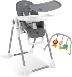 KIDIZ® 3in1 Hochstuhl Kinderhochstuhl inkl. Spielbügel , Babyliege , Kombihochstuhl Babyhochsitz ,7 höhenverstellbar Verstellbare Rückenlehne , mitwachsend ab 0 Monate bis 6 Jahre Babystuhl Dunkelgrau