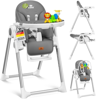 KIDIZ® 3in1 Hochstuhl Kinderhochstuhl inkl. Spielbügel , Babyliege , Kombihochstuhl Babyhochsitz ,7 höhenverstellbar Verstellbare Rückenlehne , mitwachsend ab 0 Monate bis 6 Jahre Babystuhl Dunkelgrau