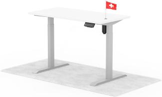 elektrisch höhenverstellbarer Schreibtisch ECO 120 x 60 cm - Gestell Grau, Platte Weiss