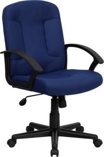 Flash Furniture Garver Bürostuhl mit mittelhoher Rückenlehne, Marineblau, Stoff mit Nylon-Armlehnen