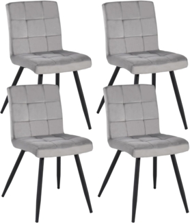 Duhome 4er Set Esszimmerstuhl aus Stoff Samt Farbauswahl Stuhl Retro Design Polsterstuhl mit Rückenlehne Metallbeine 8043B, Farbe:Grau, Material:Samt